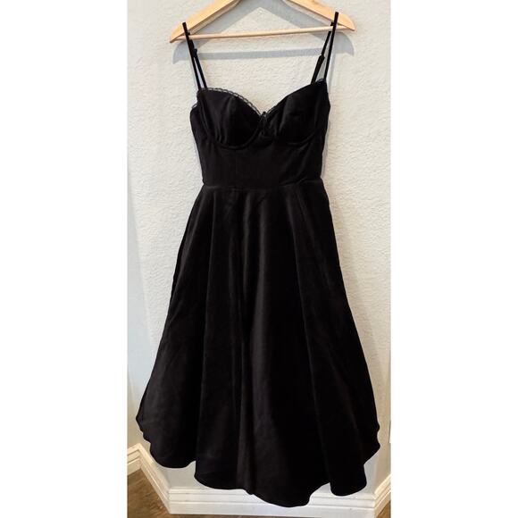 House of CB Mademoiselle Black Velvet Tulle Midi Dress Size Medium - Picture 12 of 13